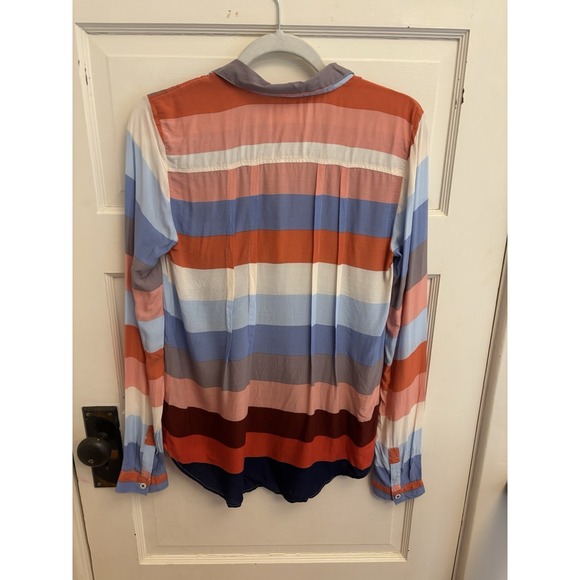 Anthropologie Maeve Women's Wynwood Striped Buttons Down Shirt Top Size 4 - Picture 6 of 8